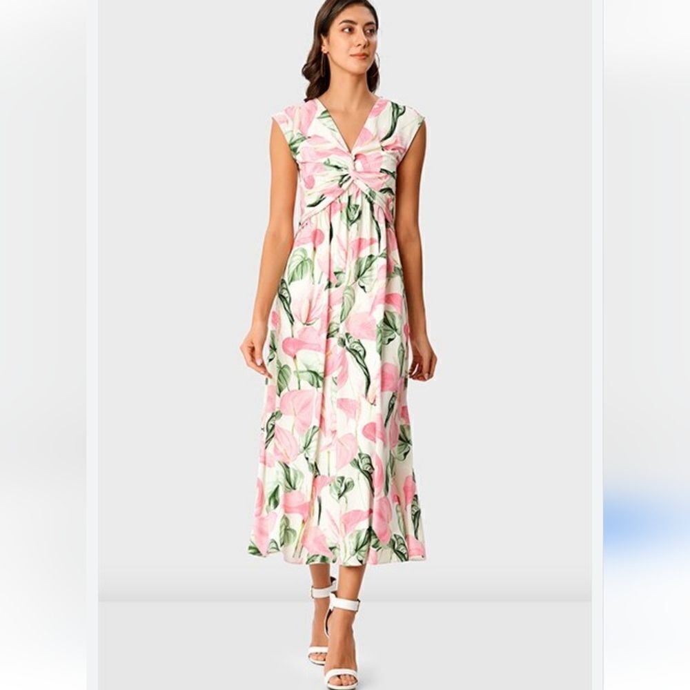 eShakti Floral Twist Front Dress Soft Girl